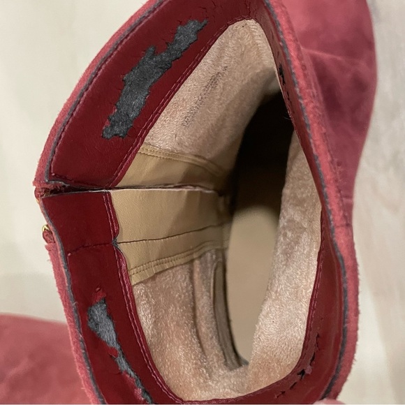 MICHAEL Michael Kors Size 9 Frenchie Platform Booties *Flaw* Burgundy Suede - Picture 10 of 15